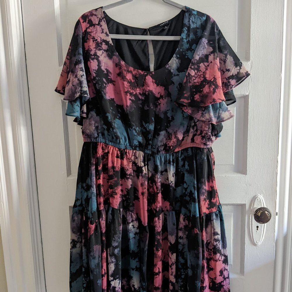 Torrid Tie Dye Ruffled Skater Dress